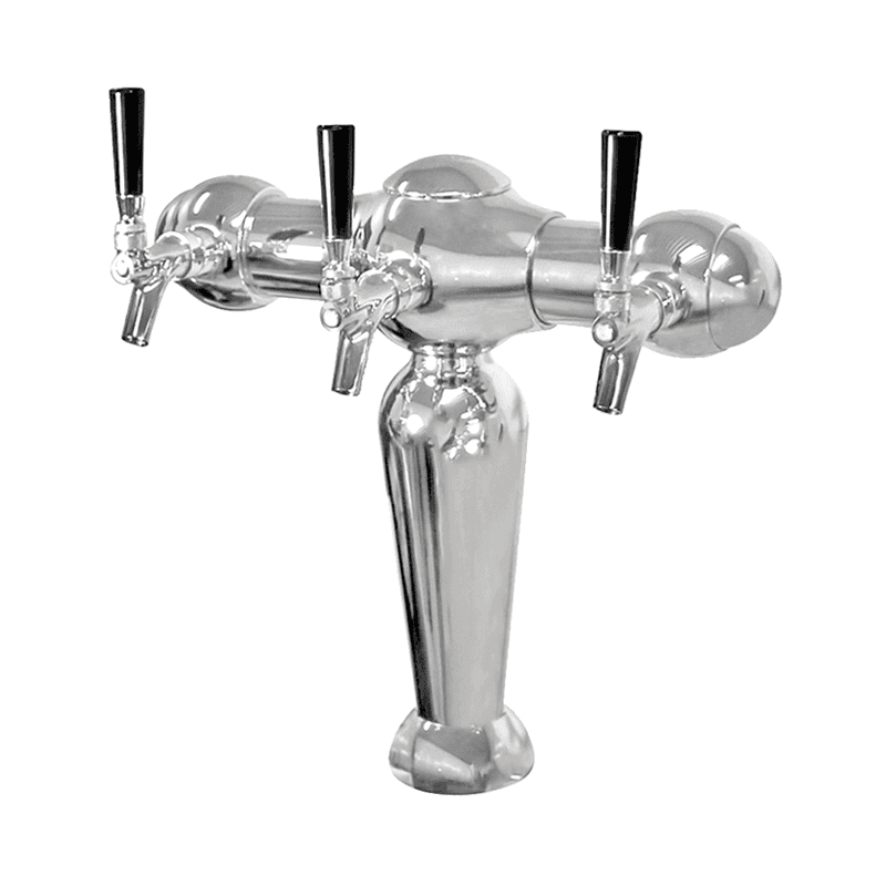 Inspire 3 faucet glycol cooled draft beer tower in chrome plated brass with US faucets