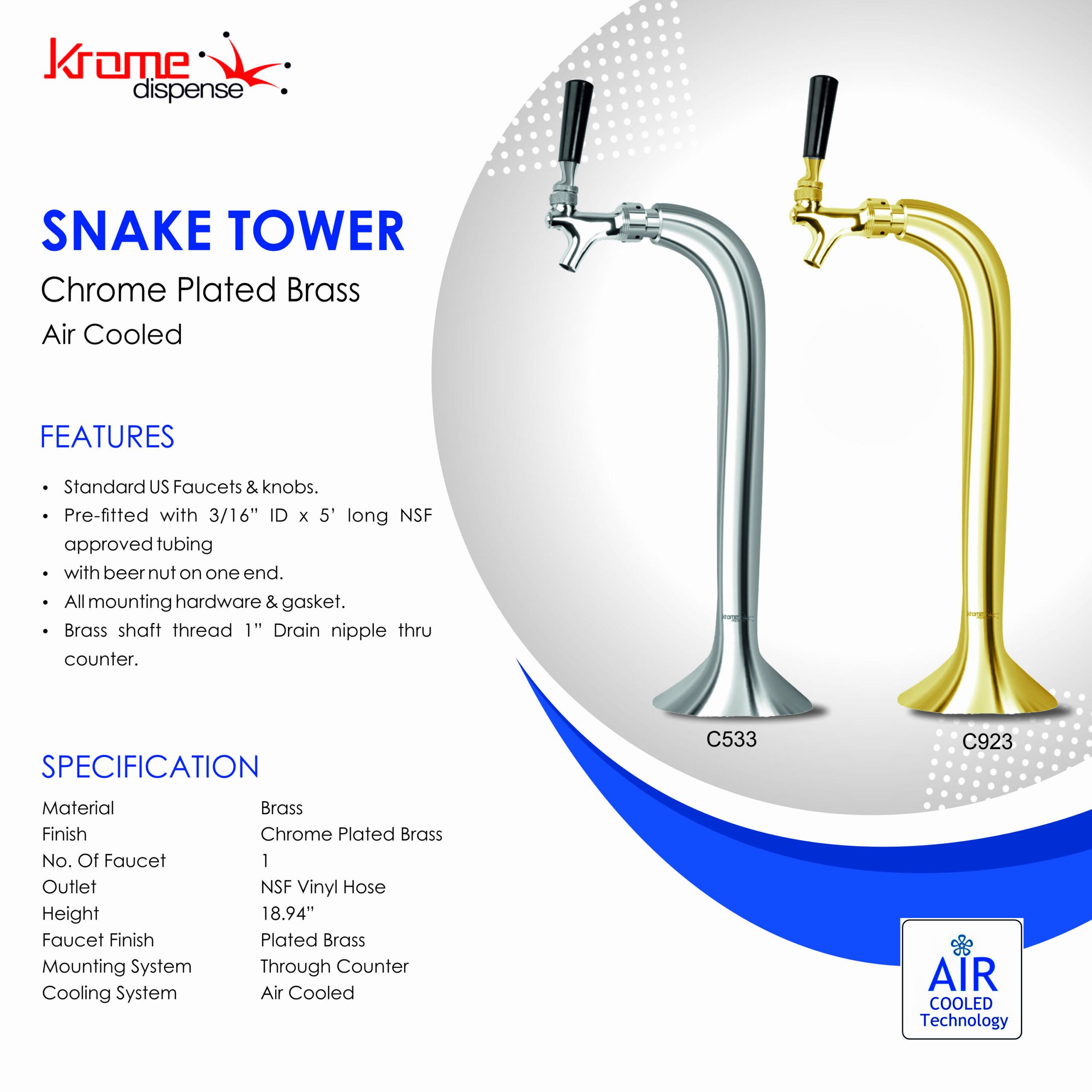 Snake Tower – 1 Faucet – Chrome Plated Brass – Air Cooled - Image 3
