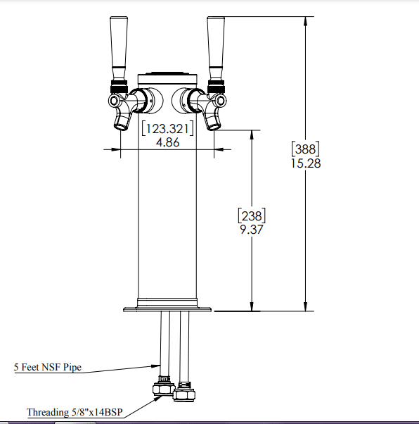 3″ Column Tower – 2 Faucet – SS Polished – Air Cooled - Image 3