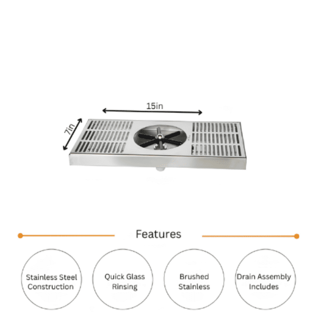 Center Spray Glass Rinser With Drip Tray and Drain Assembly - Image 2