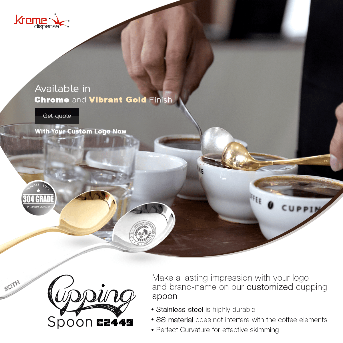 Coffee Cupping Spoon - Vibrant Gold (Pack of 2) - Image 4