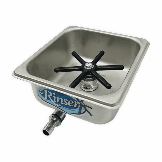 Flush Mount Frothing Pitcher Rinser in NSF Stainless Steel for commercial coffee stations