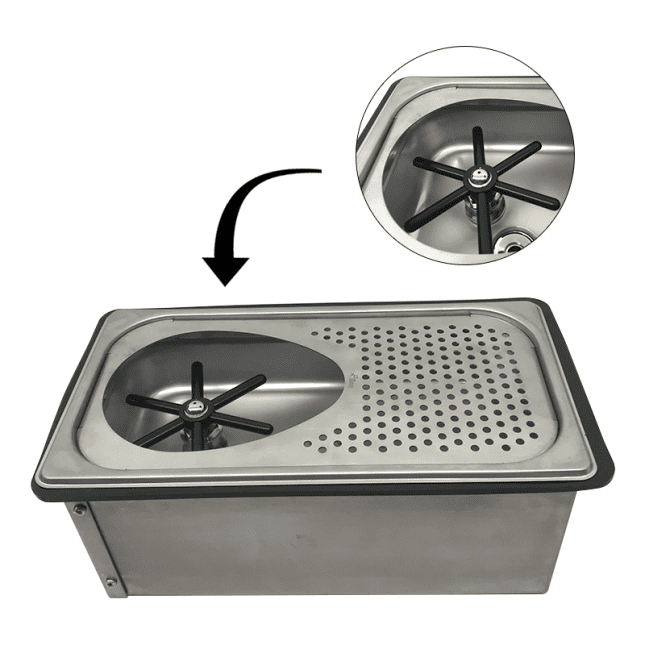 Counter Top Milk Pitcher Rinser with Drain Board - Image 2