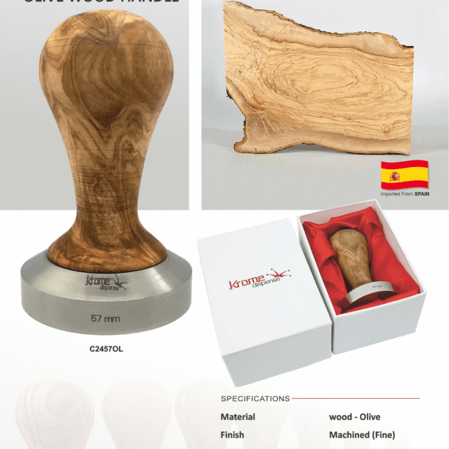 Wooden Espresso Coffee Tamper with OLIVE Handle - Image 2