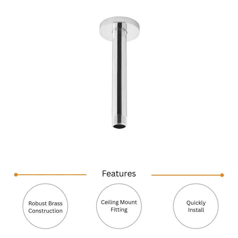 6″ Ceiling Shower Arm Round Polished Chrome - Image 2