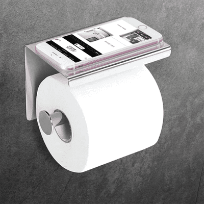 Toilet Roll Holder with Shelf for Phone - Image 2