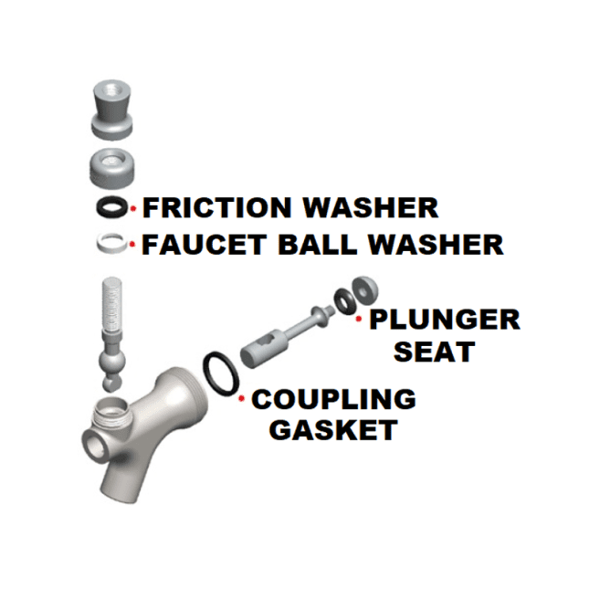US Beer Faucet Repair Kit with SS Lever- NSF Certified(Pack of 4) - Image 2