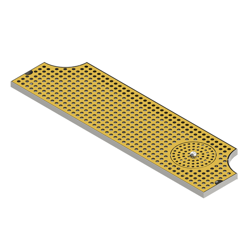 28" x 8" Surface Mount Gold Finish Drip Tray With Rinser Two Side cut-out - Image 2