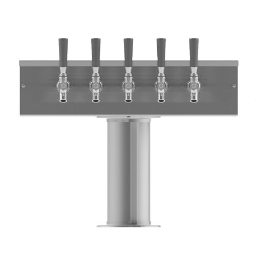 5 faucet brushed stainless steel glycol beer tower with glycol recirculation loop for commercial draft beer systems