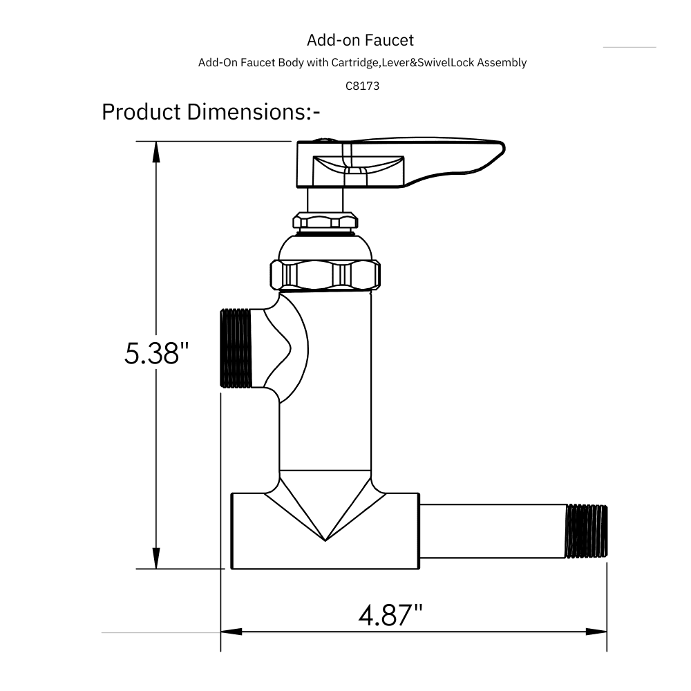 Add-On Faucet Body with Cartridge, Lever & Swivel Lock Assembly - Image 2