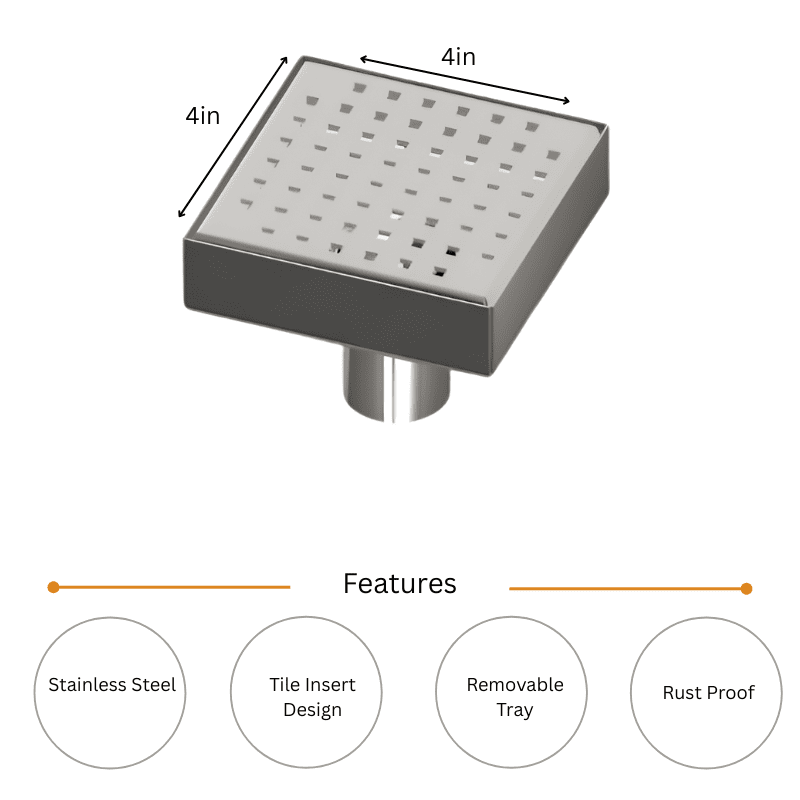 4" Square Shower Drain (Tile-in) - Image 2