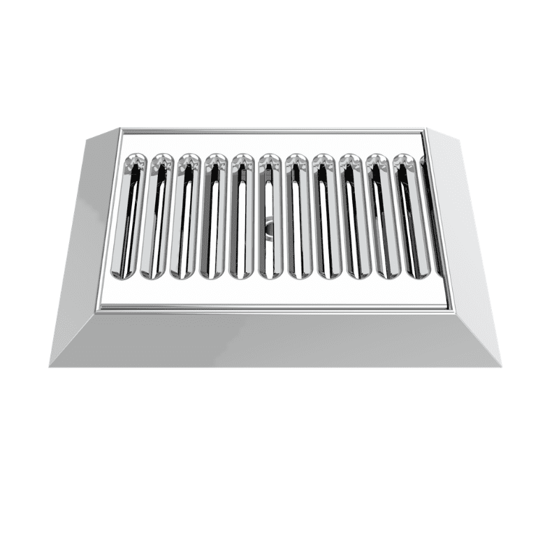 9"x 6-1/2" polished chrome drip tray with drain