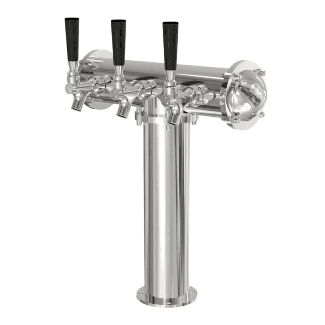 3-Tap T-Style Beer Tower – Air Cooled – Polished Stainless Steel - Image 2