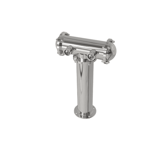2-Tap T-Style Beer Tower – Air Cooled – Polished 304 Stainless Steel – Without Faucets - Image 2