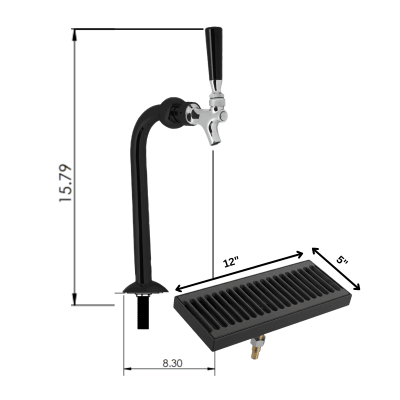 Matte Black Air-Cooled Beer Tower with Drip Tray – Single Faucet - Image 2