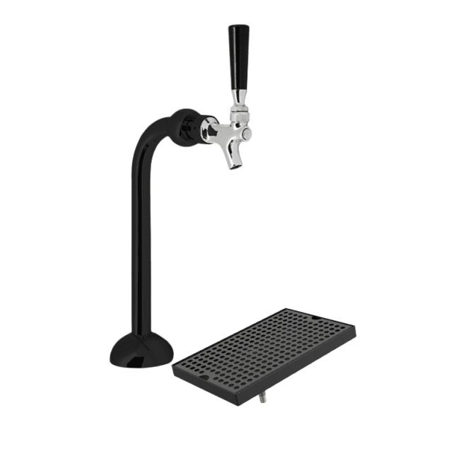 Matte black beer tower with drip tray