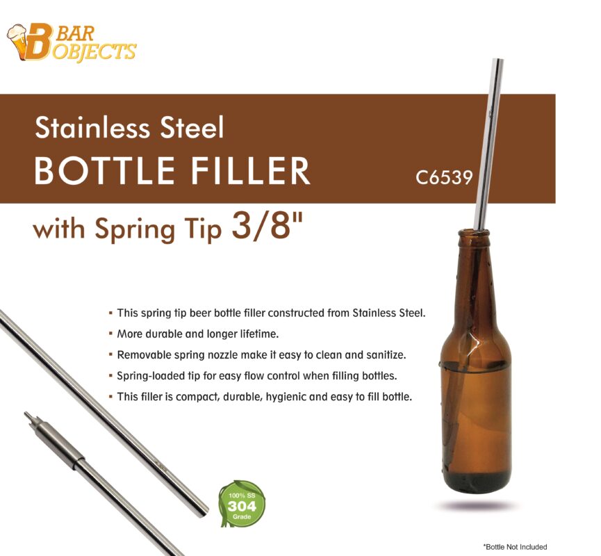Stainless Steel Bottle Filler with Spring Tip 3/8