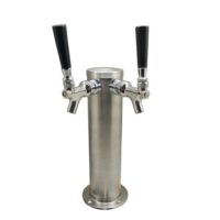 3″ Column Beer Tower – 2 Faucets With 100% SS Contact – Brushed Stainless – Air Cooled