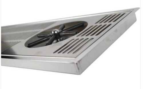 Alternative view of 20″x 7″ Side Spray Glass Rinser Recessed Drip Tray – Brushed Stainless – With Drain