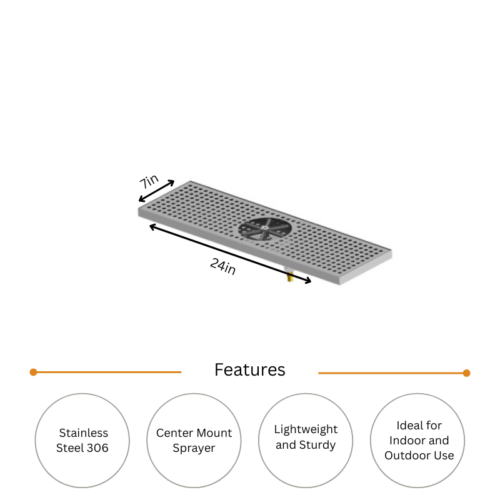 Alternative view of 24ʺ x 7ʺ Center Spray Glass Rinser Drip Tray – Brushed Stainless