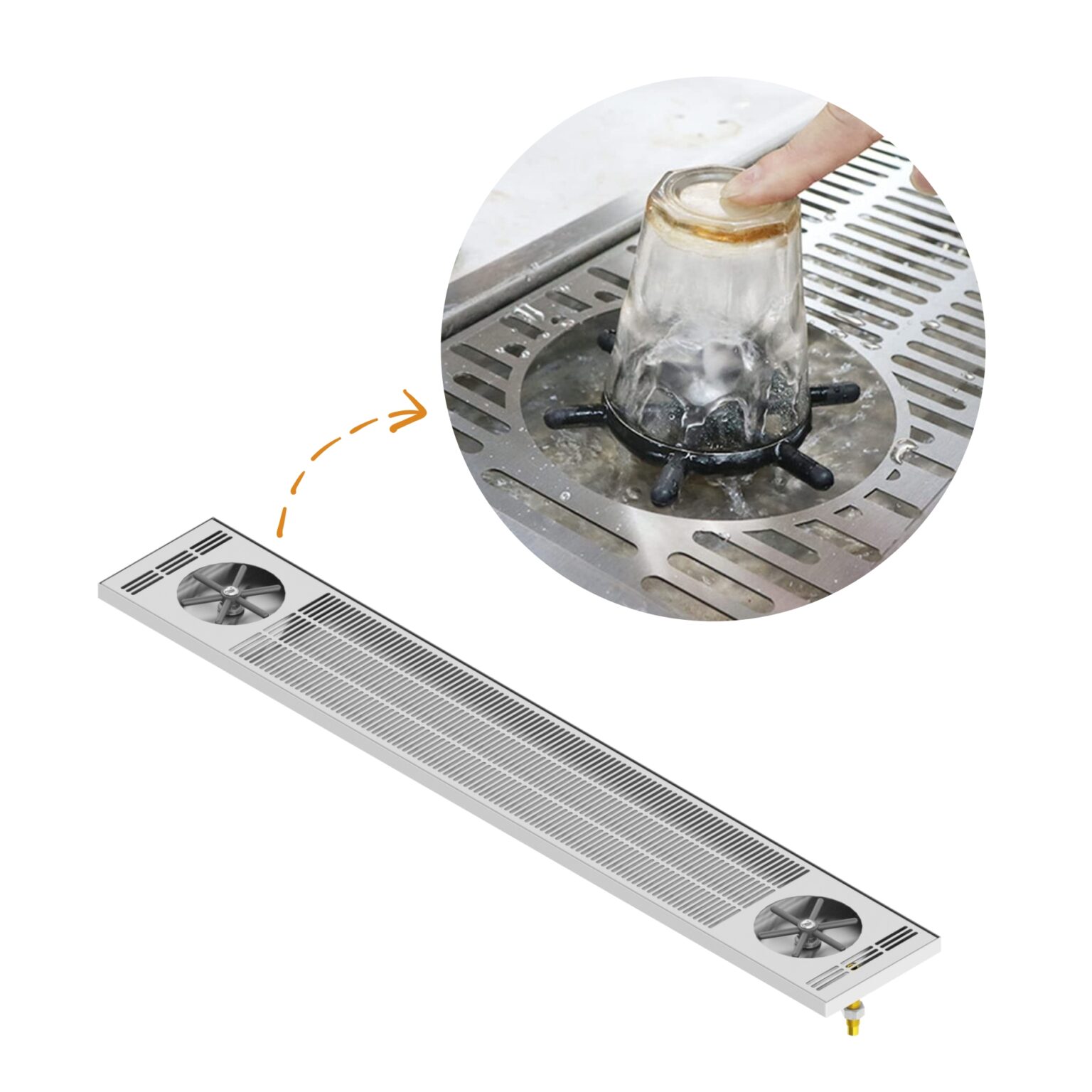 45ʺ x 7ʺ Double Side Spray Rinser Drip Tray - Brushed Stainless