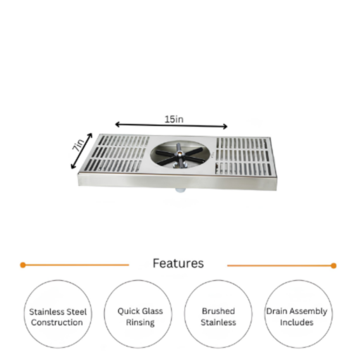 Alternative view of Center Spray Glass Rinser With Drip Tray and Drain Assembly
