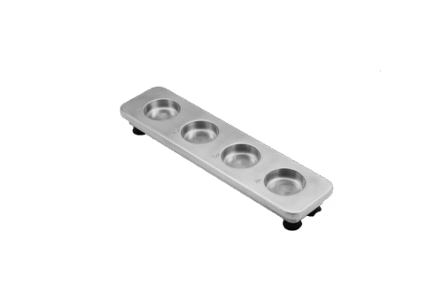 Alternative view of Aluminium Beer Sampling Tray with Four Beer Glasses