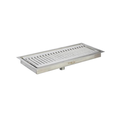 Alternative view of 12″ x 5″ Flush Mounted Drip Tray – Brushed Stainless – With Drain
