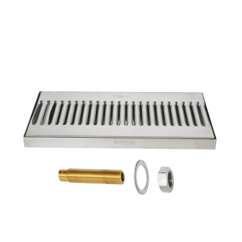 12″ X 5″ Surface Drip Tray – Brushed Stainless - With Drain