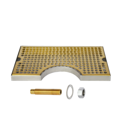 12″ x 7″ Cut Out Surface Mount Drip Tray – Vibrant Gold Finish – With Drain
