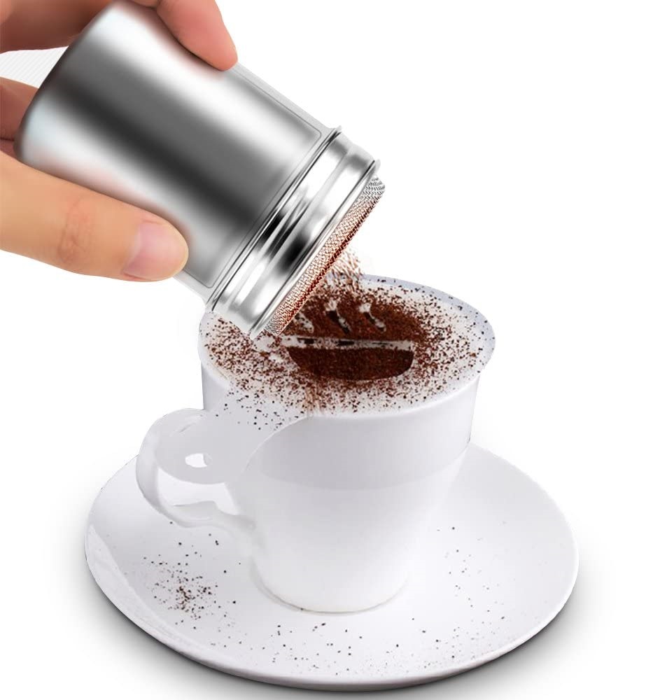Stainless Chocolate Shaker Cocoa Flour Sugar Powder Coffee Sifter Cappuccino  Coffee Stencils kitchen Accessories Barista Tools
