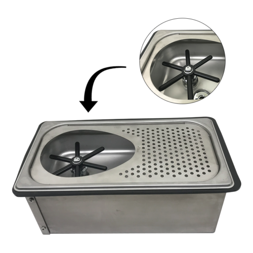 Alternative view of Counter Top Milk Pitcher Rinser with Drain Board