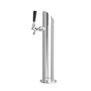 Barobjects-Single Faucet Taper Cut Draft Beer Tower makes an incredible presence in commercial bar or kegerator.Made of durable Stainless Steel 304 with a slim design, it’s an easy to install keg tower. Taper Back for Brand Name Display(45°).