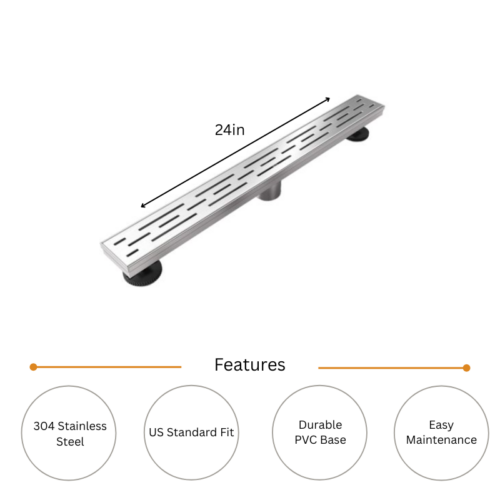 Alternative view of Slotted Pattern Linear Shower Drain Channel 24"