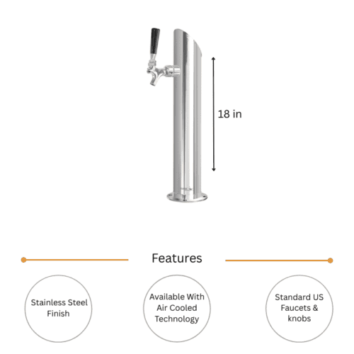 Alternative view of 3" Taper Cut Tower - 1 Faucet - SS Polished - Air Cooled