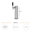 2.5” Column Beer Tower - 1 Faucet - SS Polished - Air Cooled - Image 3
