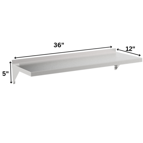 stainless steel solid wall mount shelf.