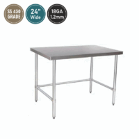 COMMERCIAL WORK TABLE 24'' WIDE- 18 GA - ALL STAINLESS STEEL 430