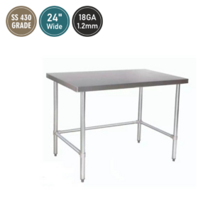 COMMERCIAL WORK TABLE 24'' WIDE- 18 GA - ALL STAINLESS STEEL 430
