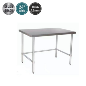 Commercial Work Table 24'' Wide- 18 GA - All Stainless Steel 304