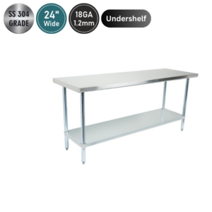 Commercial Work Tables With Under Shelve-18 GA 24” Wide All Stainless Steel