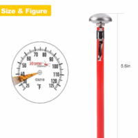 Alternative view of 1″ Dial Thermometer x 5″ Stem