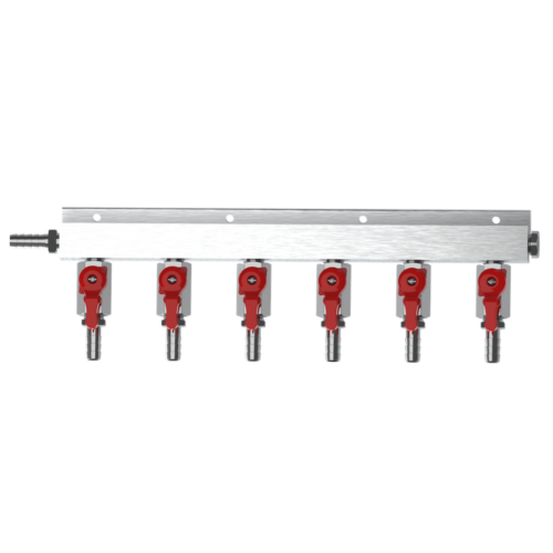 6 Way Gas Distributor Aluminum with Check valve