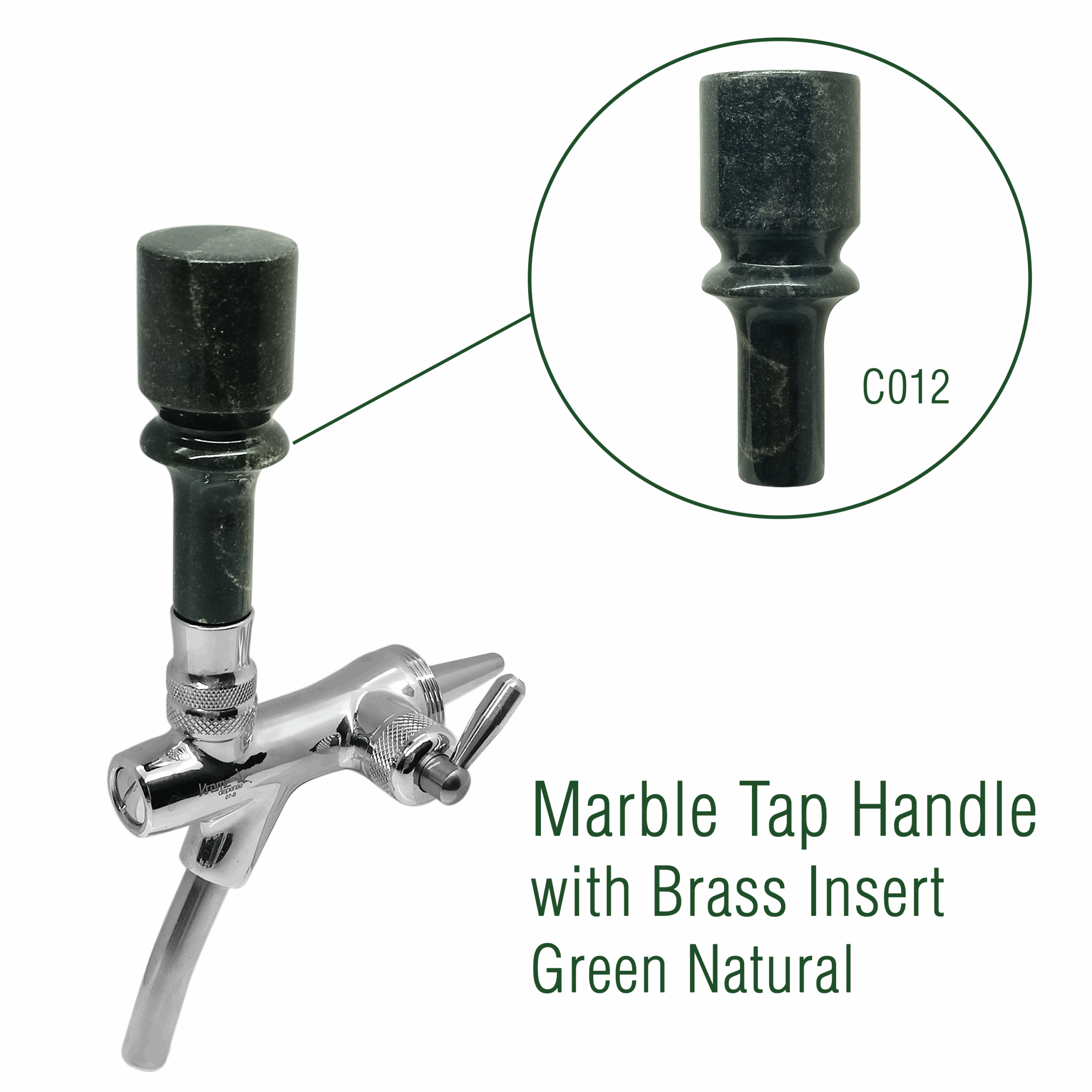 Marble Tap Handle with Brass Insert – Green Natural - Image 3