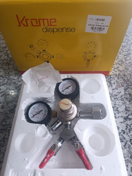 Alternative view of Economy CO2 Beer Regulator -2 Outlet CGA 320