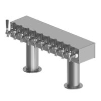 Alternative view of 4" T Tower - 10 Faucets - Brushed Stainless - Double Pedestal - Glycol Recirculation Loop