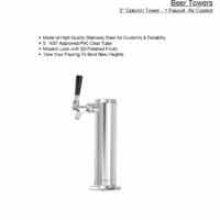 Alternative view of 3" Column Beer Tower with 1 Faucet - SS Polished - Air Cooled