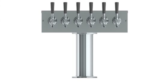 Alternative view of 4" T Tower - 6 Faucets - Brushed Stainless - Air Cooled