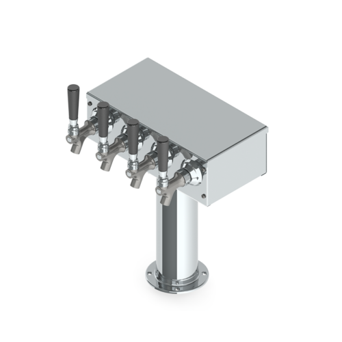 Alternative view of 3" T Tower - 4 Faucets with 100% SS Contact - SS Polished - Air Cooled