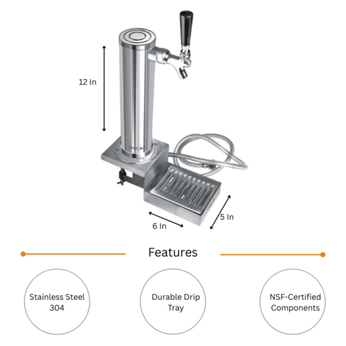 Alternative view of Clamp On Tower - 1 Faucet - SS Polished - Air Cooled